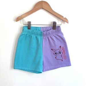 NEW Pikachu Fleecy Sweat Shorts! Pink Glitter Pikachu on Teal & Violet, Pokémon